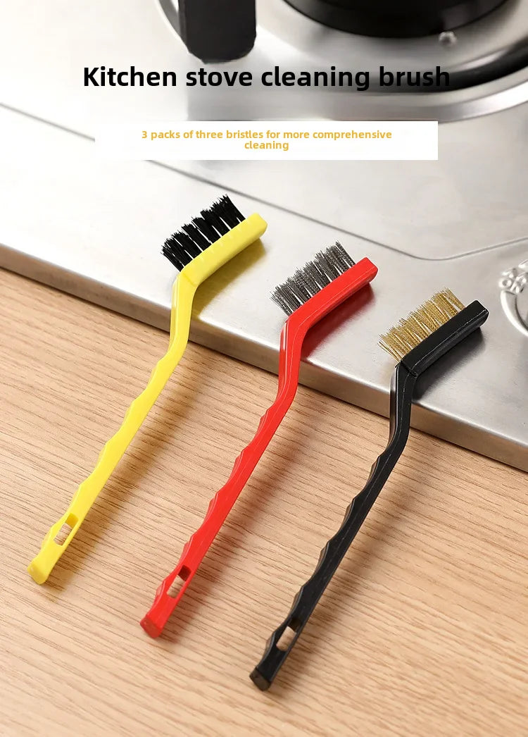 Japanese Gas Stove Cleaning Brush 3 Pack Kitchen Supplies Range Hood Stove Cleaning Tool Steel Wire Small Brush