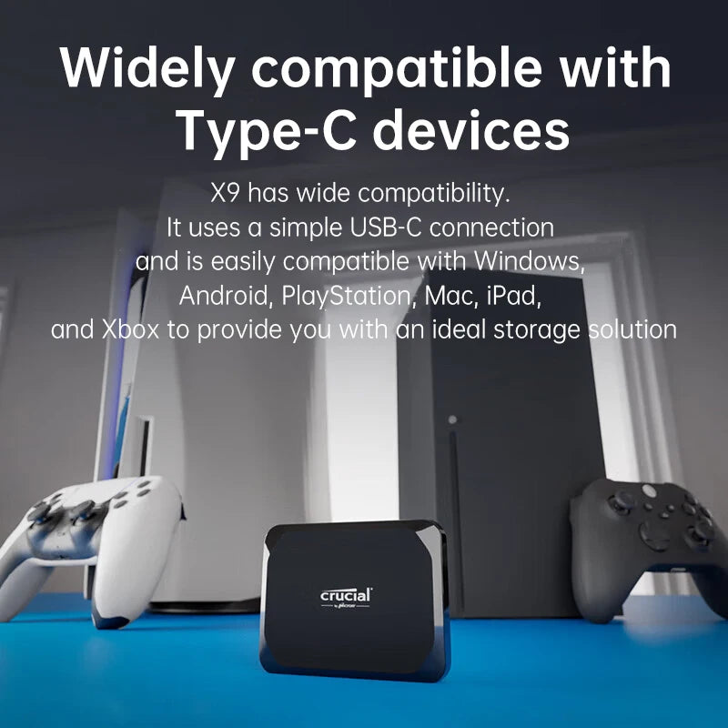 Crucial NVMe External SSD 1050MB/s 1TB 2TB 4TB Hard Drive 10Gbs Type C to Type C Portable Hd Solid State Disk for Laptops PC Mac
