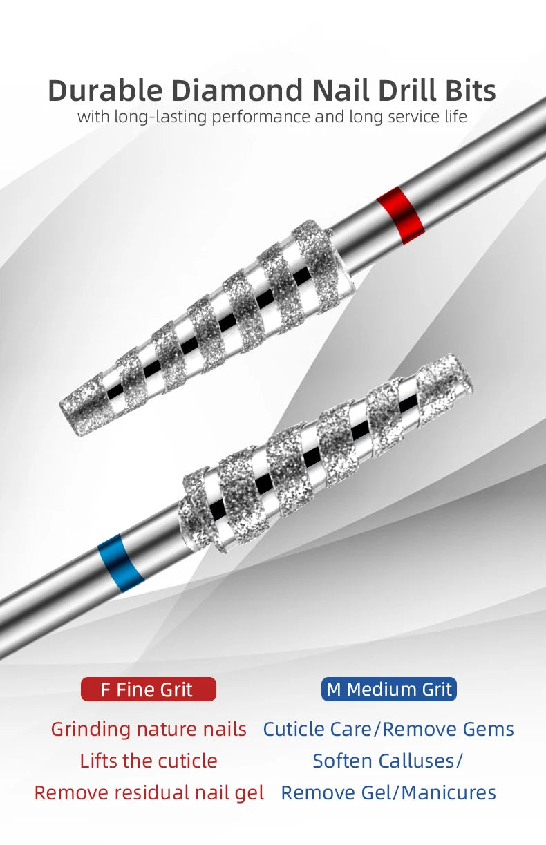 Tornado Diamond Nail Drill Bits Spiral Drill Milling Cutter For Manicure Electric Machine Accessory Nail File Gel Remover Tool