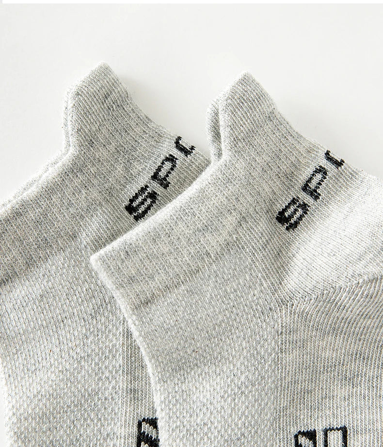 HSS 5Pairs Organic Cotton Men Socks Ankle Breathable Mesh Sports Sock Casual Athletic Summer Thin Short Sokken Plus Size EU40-46
