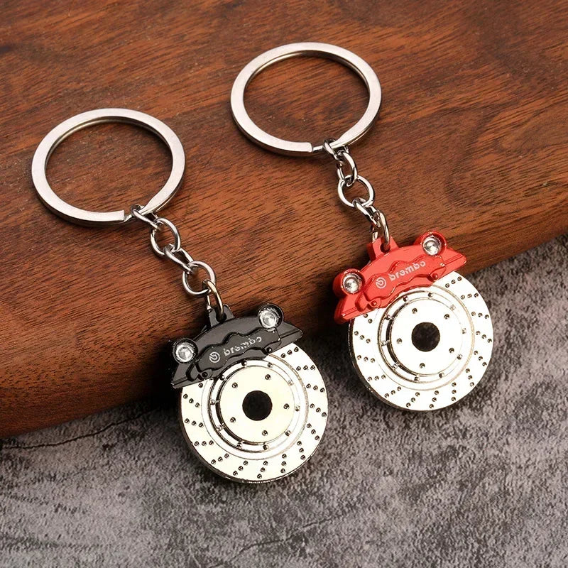 New Creative Gift Brake Discs Wheel Hubs Calipers Metal Keychains Car Modifications Disc Brake Waist Pendants Gift Toys