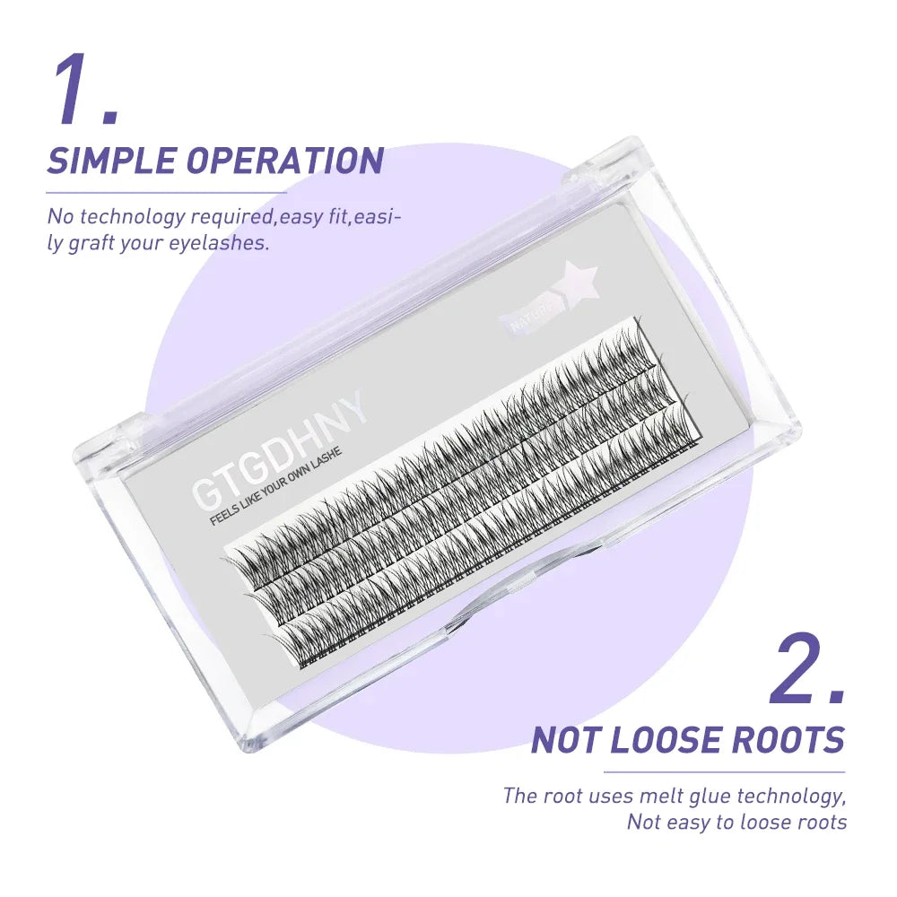 Fish Tail Cluster Eyelash A/M Shape Spikes Lashes Individual Dovetail Makeup Extension Wispy Premade Fans Natural Fluffy 3Rows