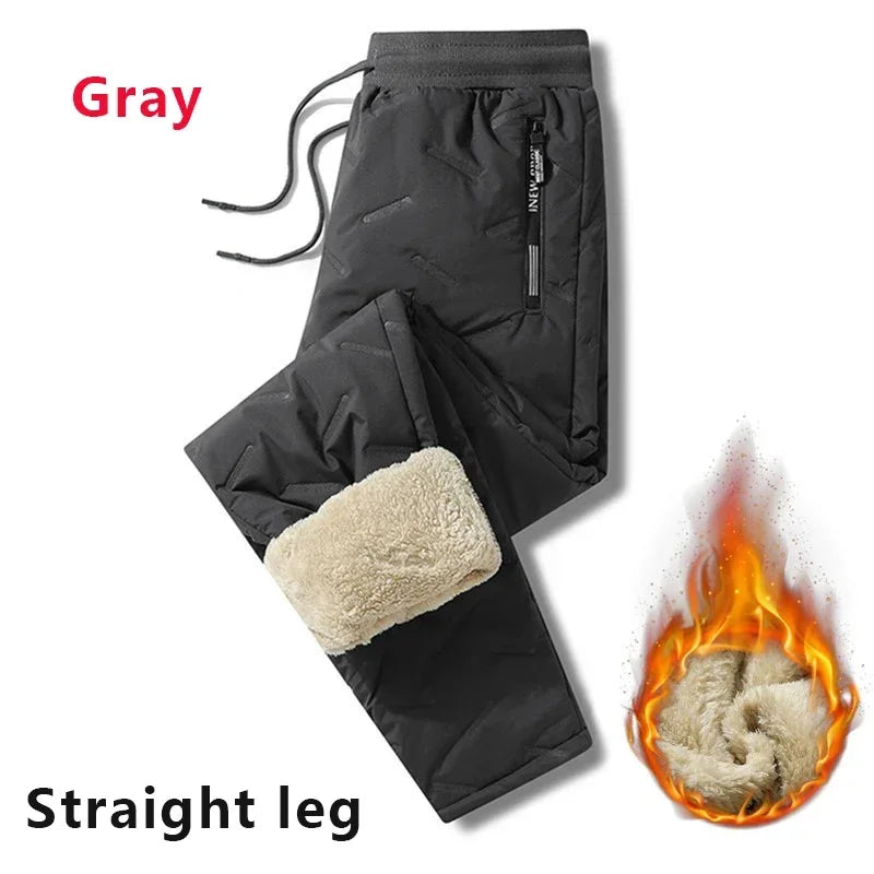 Winter Sweatwear Men Plush Thick Sport Sweatpant Lambswool Thermal Trousers Casual Pants Waterproof Windproof Warm Cotton Pants
