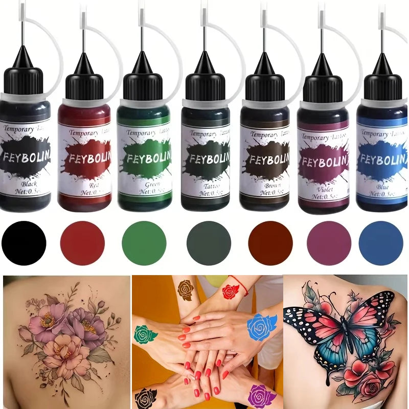 Colorful Tattoo Juice Paste,Easy-to-Use Henna Tattoo For Body Paint DIY Tattoos Temp, DIY Fake Tattoo Semi Permanent For Women