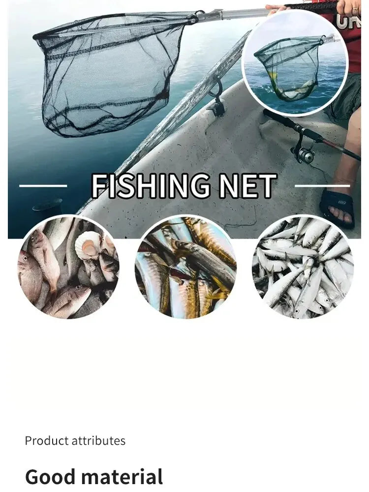 1pc Heavy Duty Folding Fishing Landing Net - 5.91FT/7.87FT Pole Handle For Kayak, Fly, Catfish, Bass, Crab & Trout!