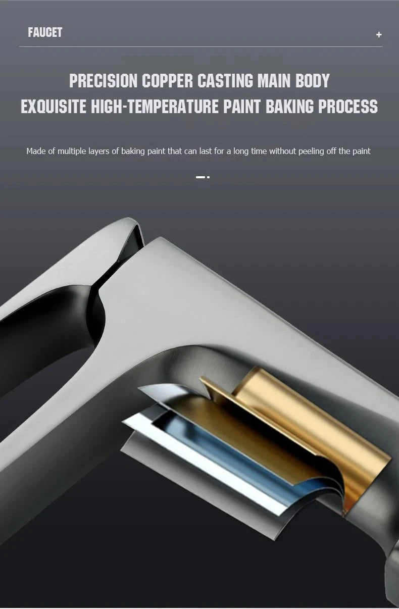 Brass Core Modern Bathroom Sink Faucet Single Handle Deck Mounted Wash Basin Water Tap Hot And Cold Mixer