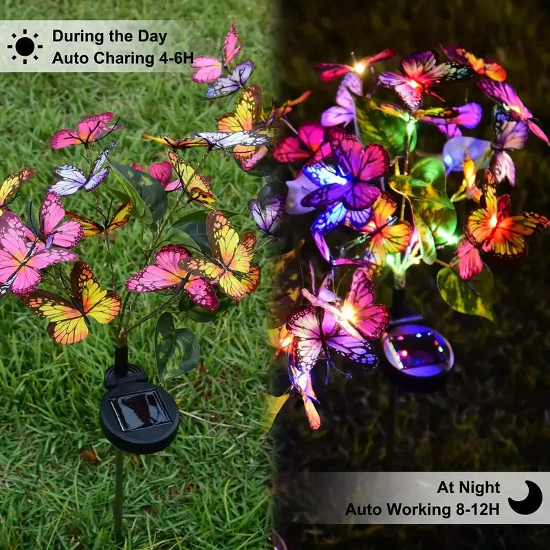 LED Solar Butterfly Flower Light Garden Waterproof Decorative Simulation Butterfly Lawn Lamp For Outdoor Yard Landscape Lighting