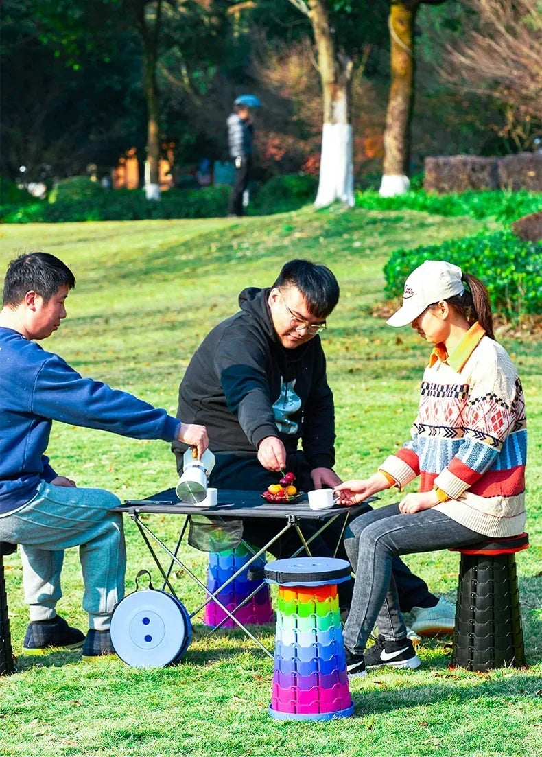 Popular Lightweight Plastic Folding Stool Portable Rainbow Folding Expandable Stool and Space Saving Furniture