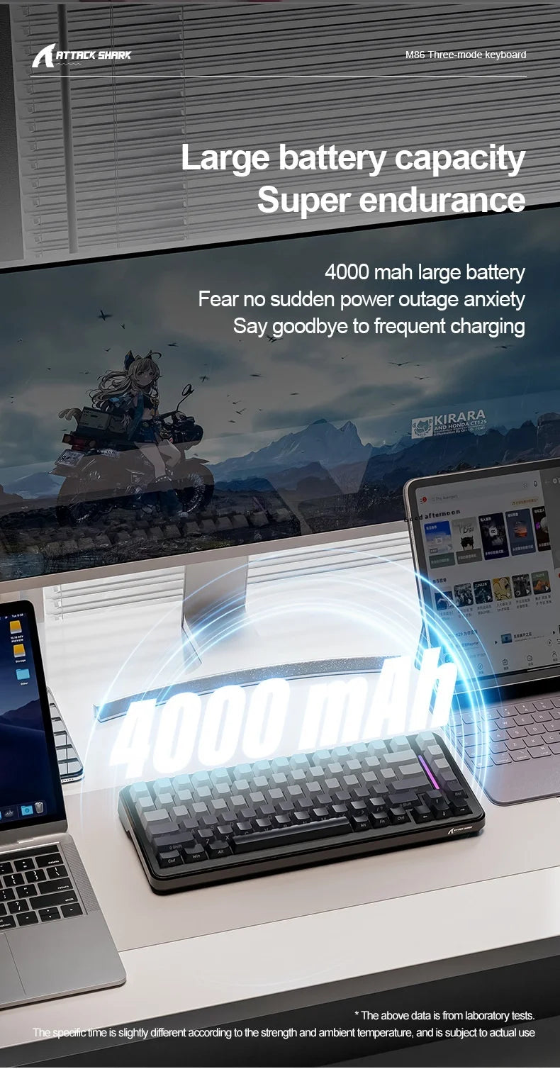 Attack Shark M86rgb Three-Mode Wireless Bluetooth Hot Plug Engraving Mechanical Keyboard Blueberry Axis Surprise Gift