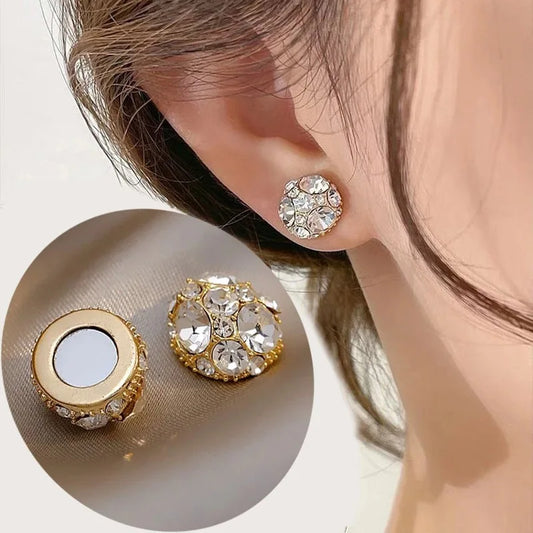 Temperament Magnetic Ear Clip Female Without Ear Hole 2024 New Rhinestone Niche Design Ear Bone Clip Earring Jewelry Gift