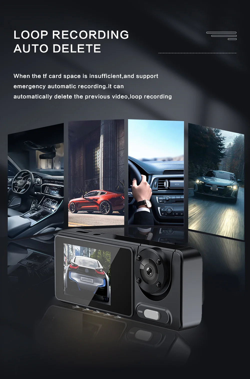 New Car 2-recorder High-definition Night Vision 1080P Car Driving Recorder Suction Cup 2-lens Car Front and inside Video