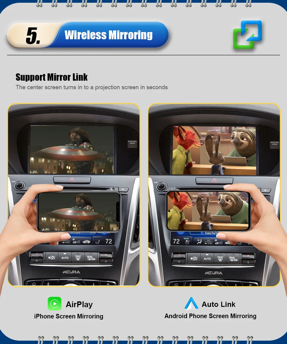Car Ai Box Wireless Apple Carplay Android Auto For Acura YD3 MDX RDX TLX ILX RLX Honda Odyssey Original Screen Support Mirroring