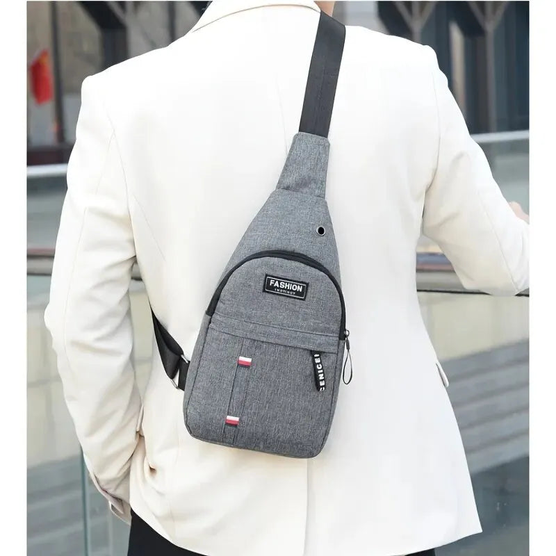 Men's Small Canvas Crossbody Chest Bag, Multifunctional Sling Bag For Outdoor Sports Travel Hiking Camping
