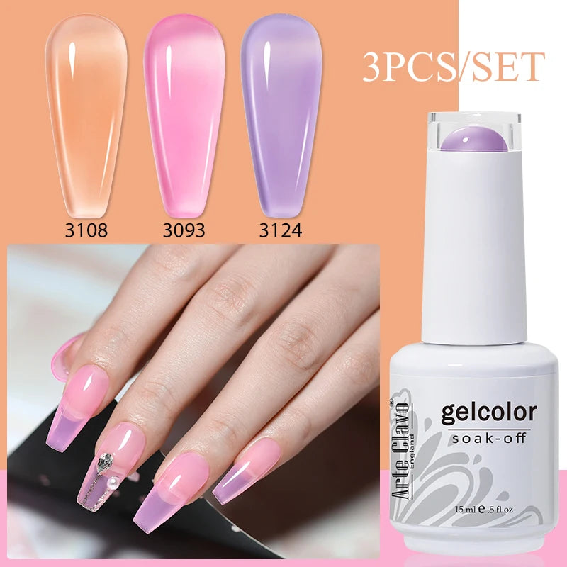 3PCS/Set Arte Clavo Gel Nail Polish Kit 15ml Nail Art UV LED Gel Set For Manicure Long Lasting Gel Polish Set Soak off Varnishes