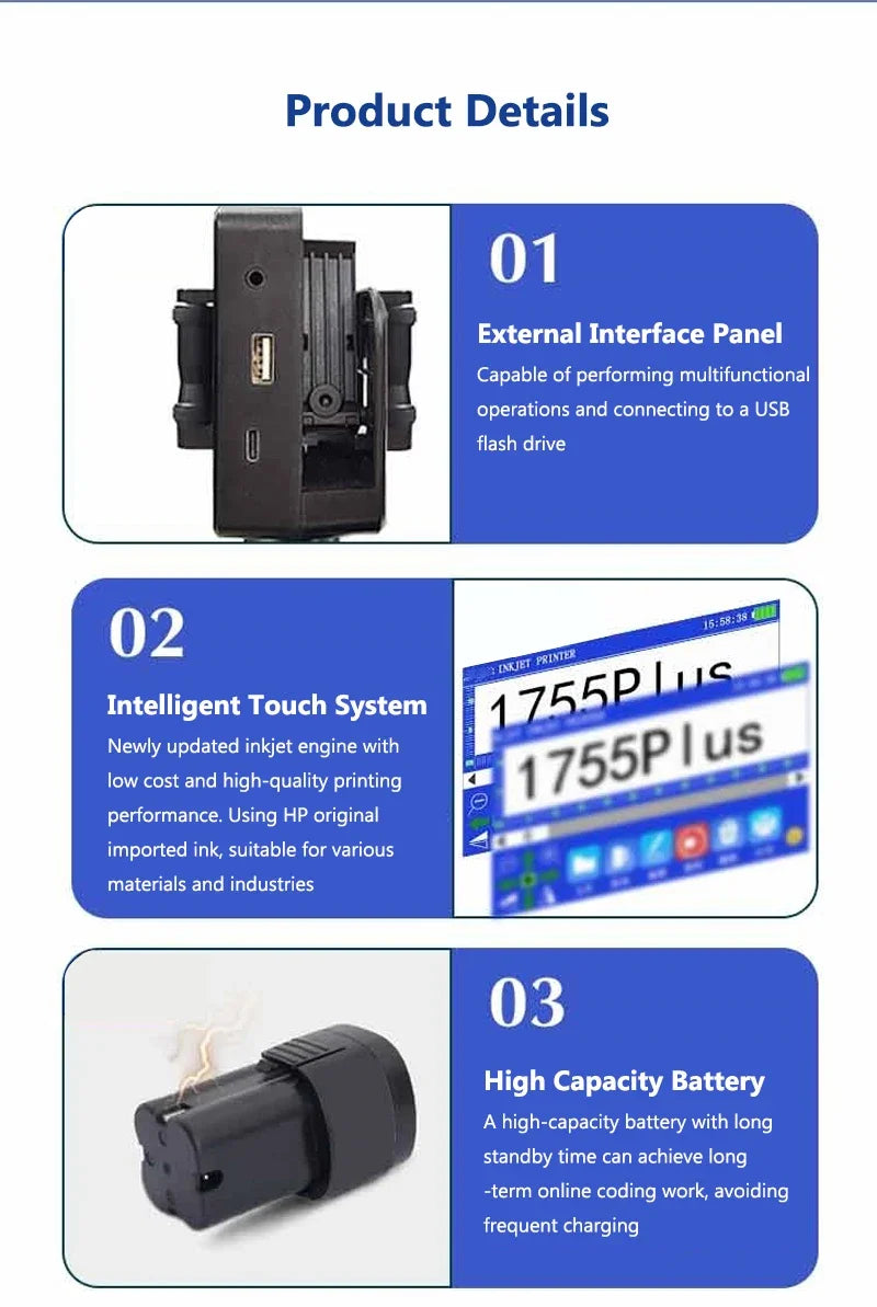 Portable Handheld Inkjet Printer 12.7mm Label QR Bar Batch Code Date Number Logo Expiry Date Coding Machine 28 Languages