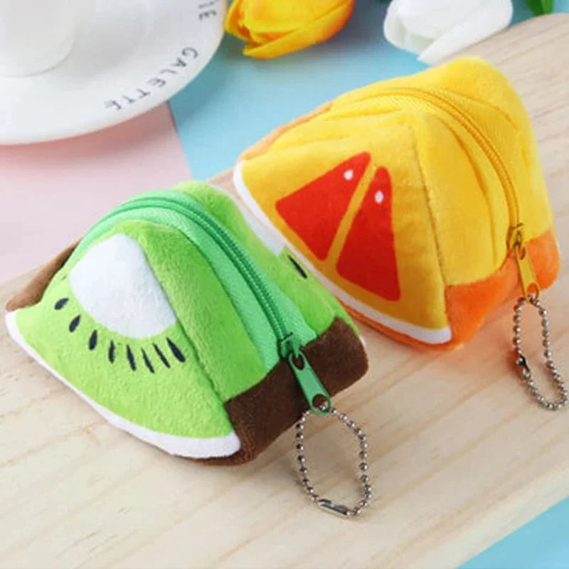 Cartoon Fruit Creative Plush Three-dimensional Coin Wallet Storage Bag School Bag Hanging Children's Holiday Gifts Cartoon Fruit