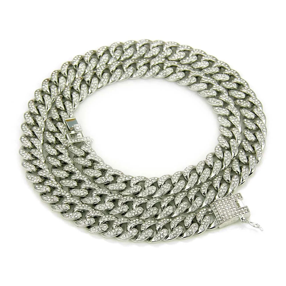 HNSP Luxury Ice Chain For Men Cuban Necklace Jewelry Hip Hop Neck Male Accessories 13MM Wide