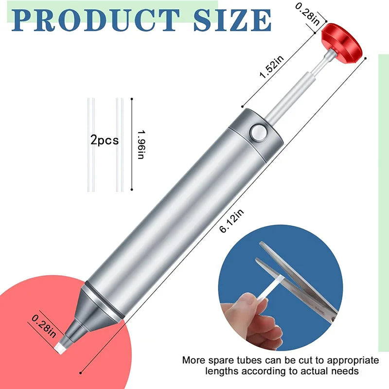 Solder Sucker Non-Clog Desoldering Pump for Removing Solder with Replaceable Heat-Resistant Silicone Tip and Spare Metal Tip