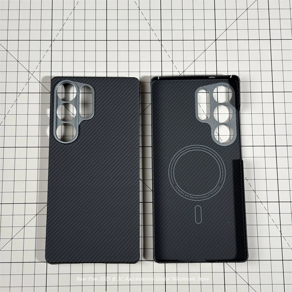 Magnetic Case for Samsung S25 Ultra Aramid Carbon Fiber Protective Cover for Samsung Galaxy S25 Ultra Carbon Cases