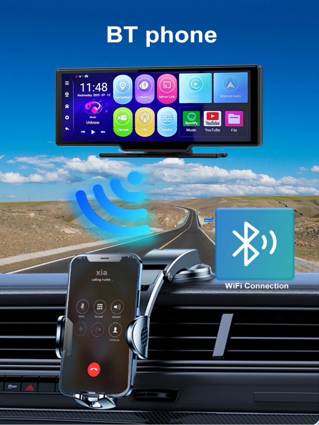 10.26 Inch WIFI Dash Cam Android 13  4+64G 8 Core  WiFi GPS Navigation Car DVR ADAS APP  FM BT Carpaly & Android Auto