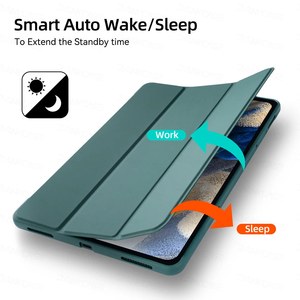 Case for 2021 Samsung Galaxy Tab A8 X205 X200 10.5in PU Tablet Cover Smart Leather Funda wake up from sleep Stand