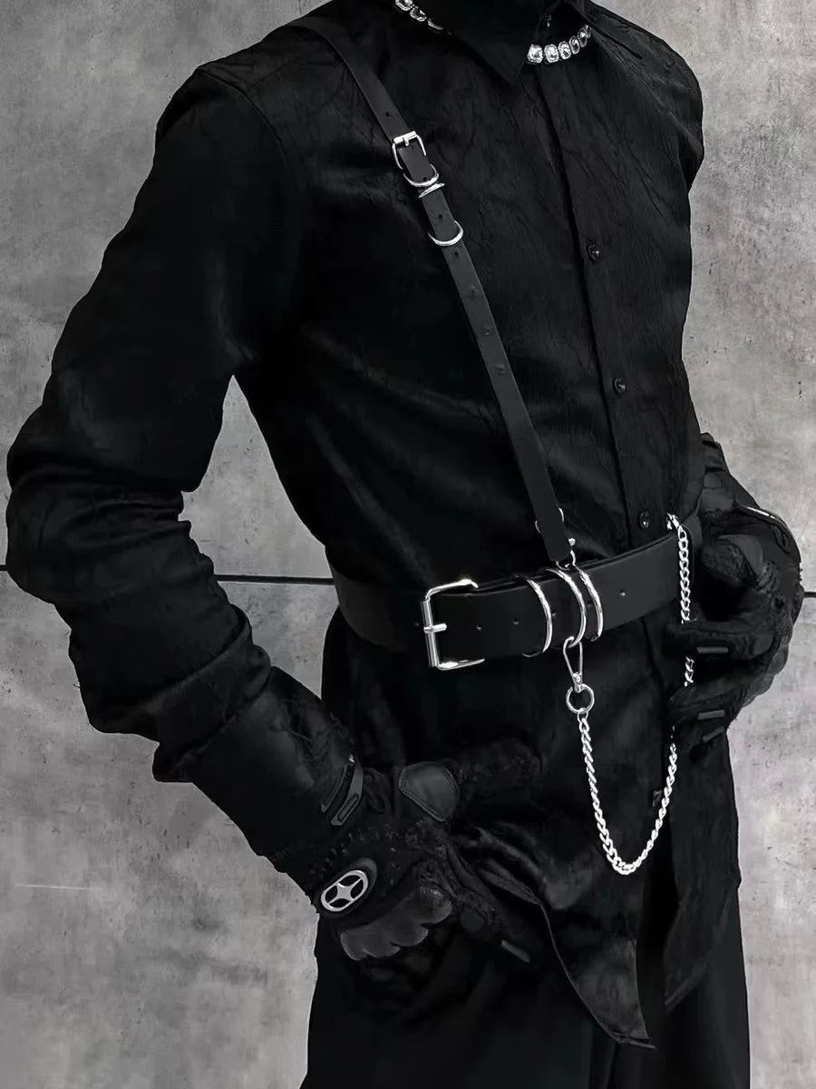 Black PU Leather Punk Body Chains Fashion Strong And Sturdy Waist Straps Belt Club Adjustable Body harness