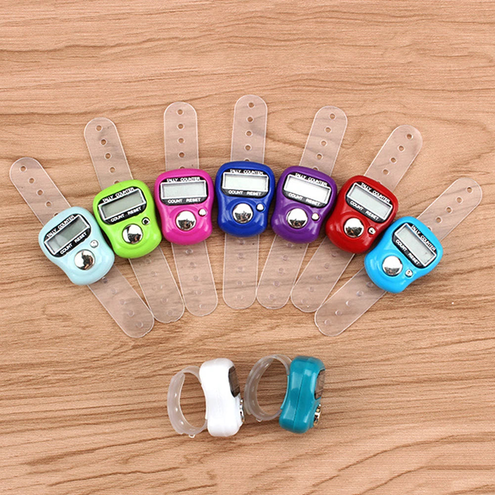 5-20Pcs Finger Counter w/ Compass Islamic Tasbih Bead 5 Digital LED Electronic Handheld Tally Counter Clicker Counter Ring