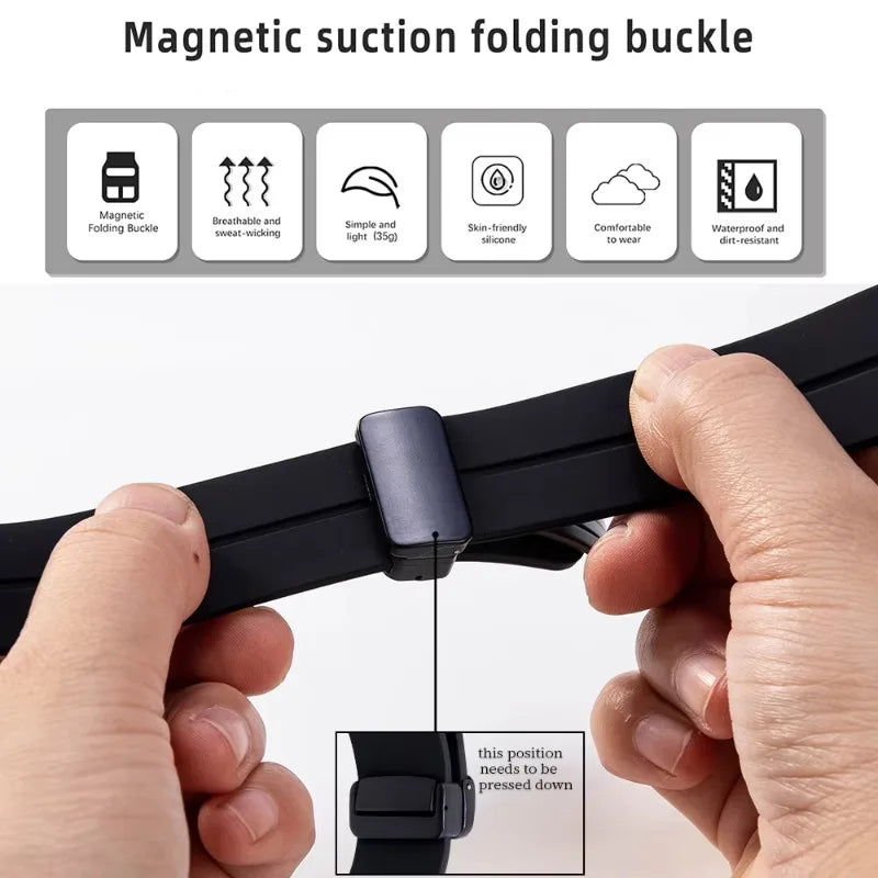 No Gap Soft Silicone Strap For Samsung Galaxy Watch 7 6 5 4 40mm 44mm Breathable Magnetic Wristband Watch 6 4 Classic/5 Pro 45mm