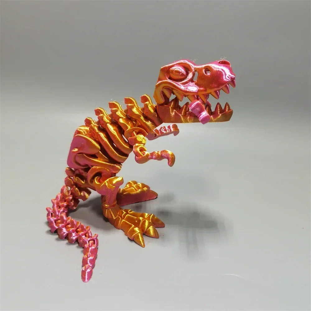 4Pcs Tyrannosaurus Rex Fossil Dragon 3D Printing Skull Dragon Movable Joint Decoration Toy Can Stand Big-mouth Dinosaur Model