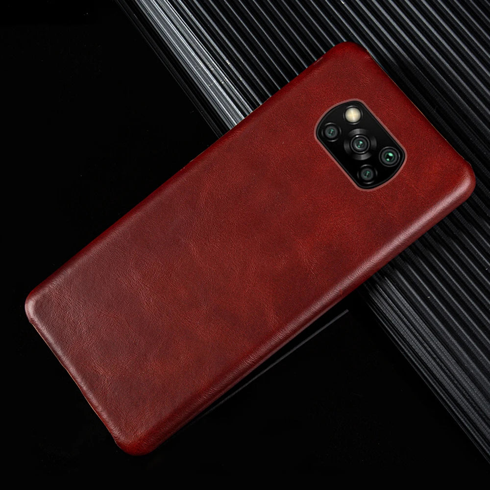 Genuine Leather Phone Case For Xiaomi Poco Series Cover Hand Made Oil Wax Pattern X3 X4 M3 M4 M5 F1 F2 F3 F3GT F4 F4GT C40 C50
