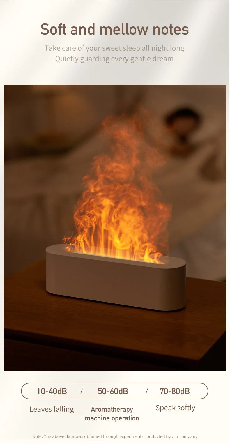 Essential Oil Aroma Diffuser Flame Air Humidifier Ultrasonic Cool Mist Difusor with RGB Realistic Fire Night Light