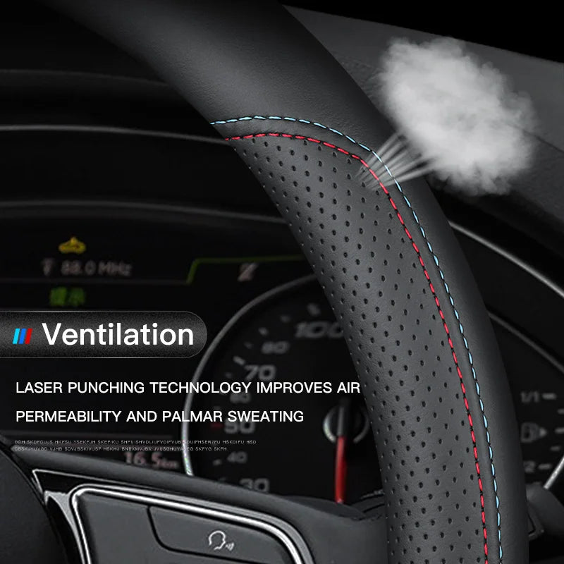 Genuine Leather Car Steering Wheel Cover 15 inch/38cm for BMW M Sport G30 G31 G32 G20 G21 X3 G01 X4 G02 X5 G05 G14 G15 G16