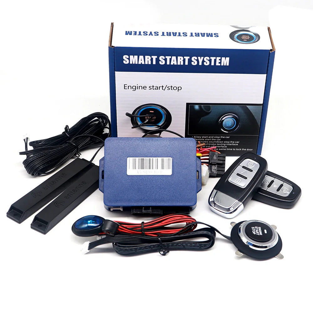 Car Alarm With Autostart Push One Button Auto Start Stop Keyless Entry System Smart Key Remote Start Kit Automotive Accessories