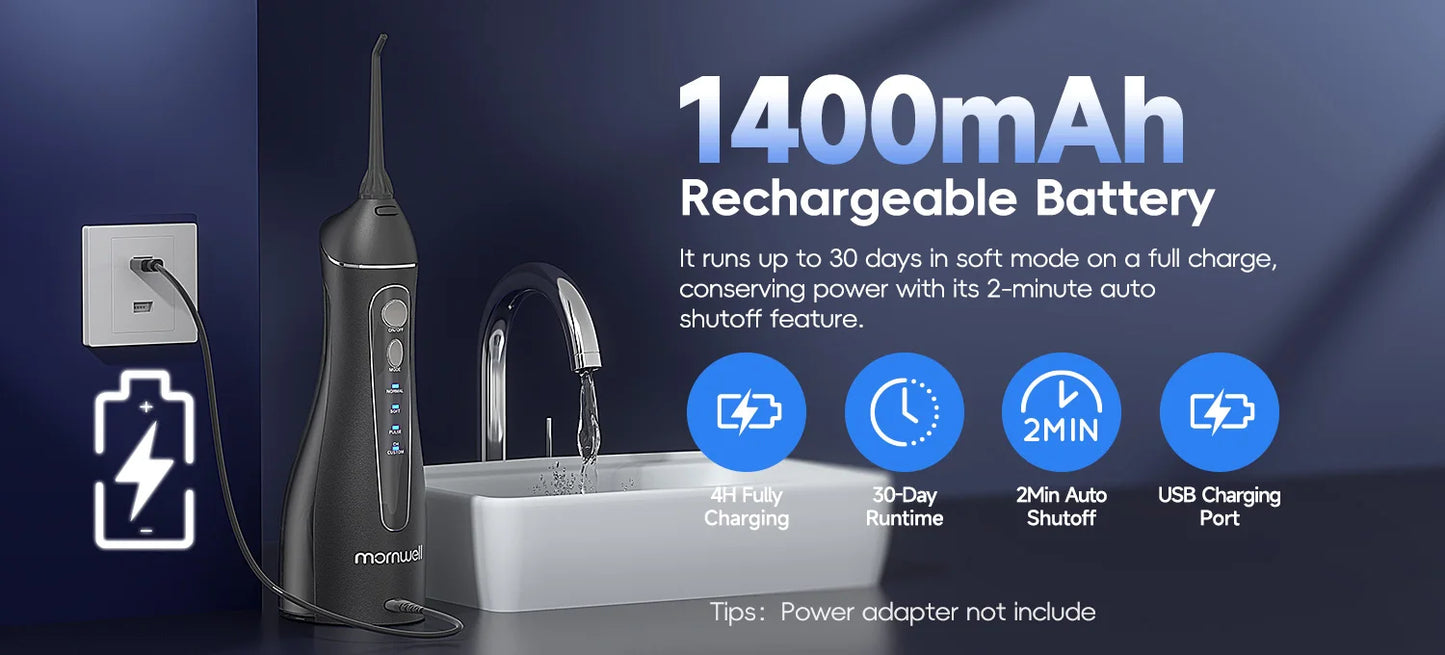Dental Floss Portable Cordless F18 Oral Irrigator 3 Cleaning Modes Waterproof Rechargeable Dental Cleaner 4 Nozzles Clean Gums
