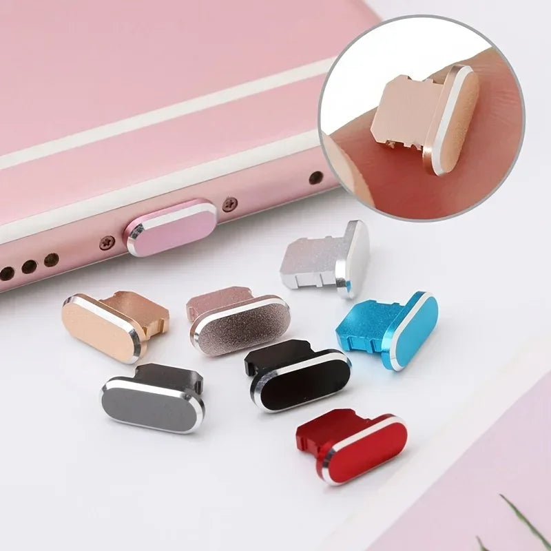 1pc Colorful Metal Anti Dust Charger Dock Plug Stopper Cap Cover Charging Port  for iPhone 14 13 12  11/Xs/R/8/7 SE Metal Plug