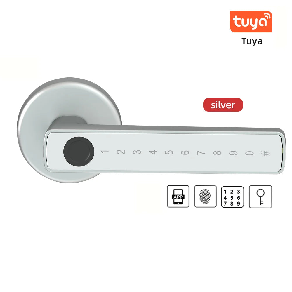 RYNX Tuya Smart Fingerprint Lock Financial level Electronic Indoor Lock Password/Key/Tuya APP/Bluetooth Unlock Bathroom Bedroom
