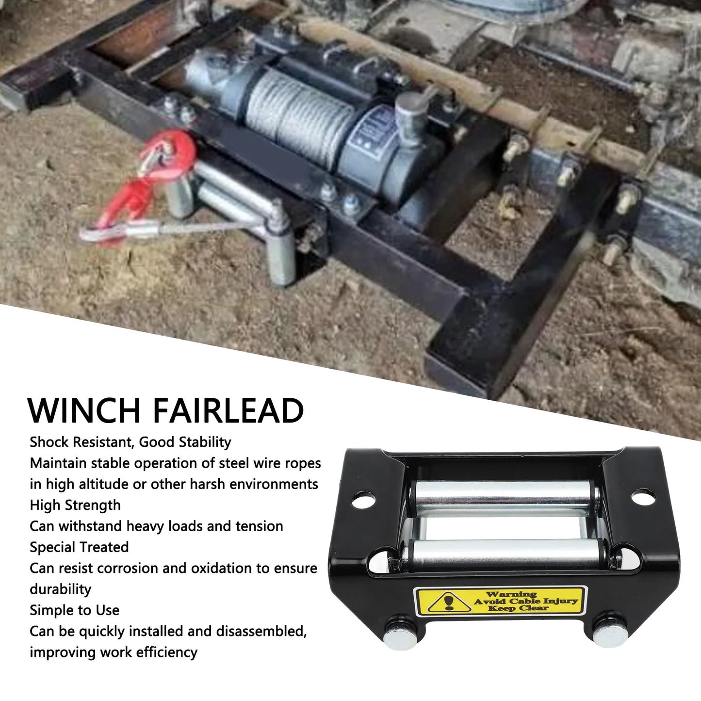 Winch Roller Fairlead 2000LB Load Bearing High Strength Electric Winch Cable  2000LB Winch Roller Fairlead Roller Fairlead
