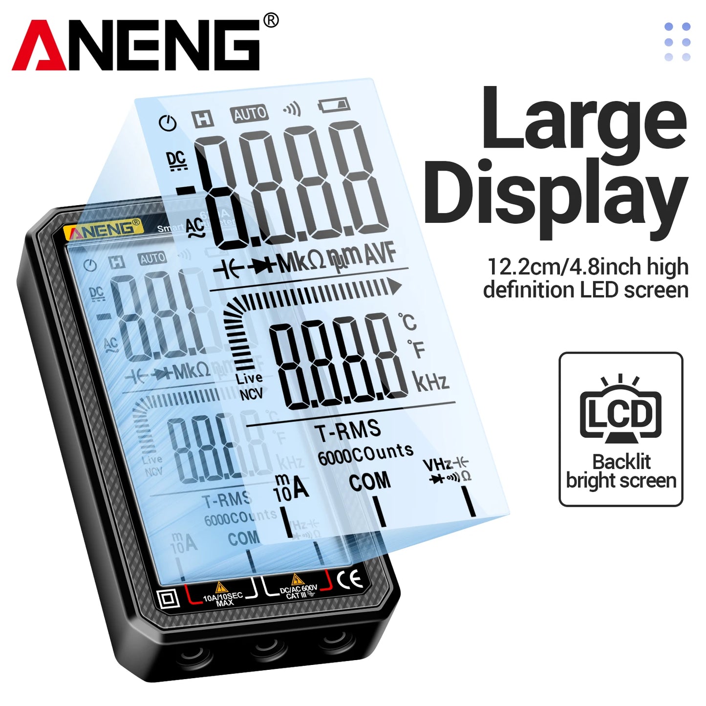 ANENG 620A High Precision Counts Auto Resistance Tester Digital Multimeter True RMS 6000 Manual Ranging Voltage Current
