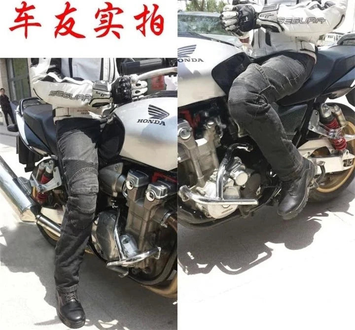 Classic Black Blue Motorcycle Riding Jeans with Knee Hip Pads Motocross Racing Pants Motorbike Cycling Trousers Protective Pants