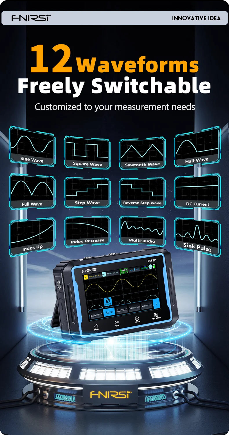 FNIRSI 2C53P Touch Screen Digital Oscilloscope+Multimeter+Signal Generator 3IN1 Dual Channel 50MHZ Automatic Osciloscópio Tools