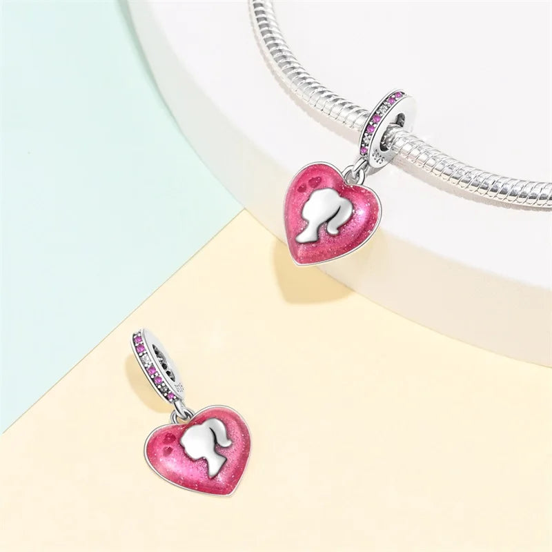 925 Sterling Silver Princess Powder Series Exquisite Daily Bow Sweet Charms Beads Fit Pan Original Bracelets DIY Jewelry
