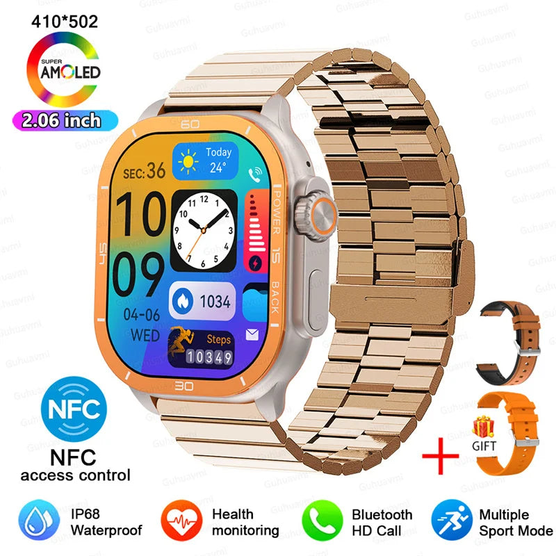 2025 New 49mm Smart Watch Men Women NFC Smartwatch BT Call Waterproof Wireless Charging AMOLED Screen Watch Ultra2 For Apple IOS