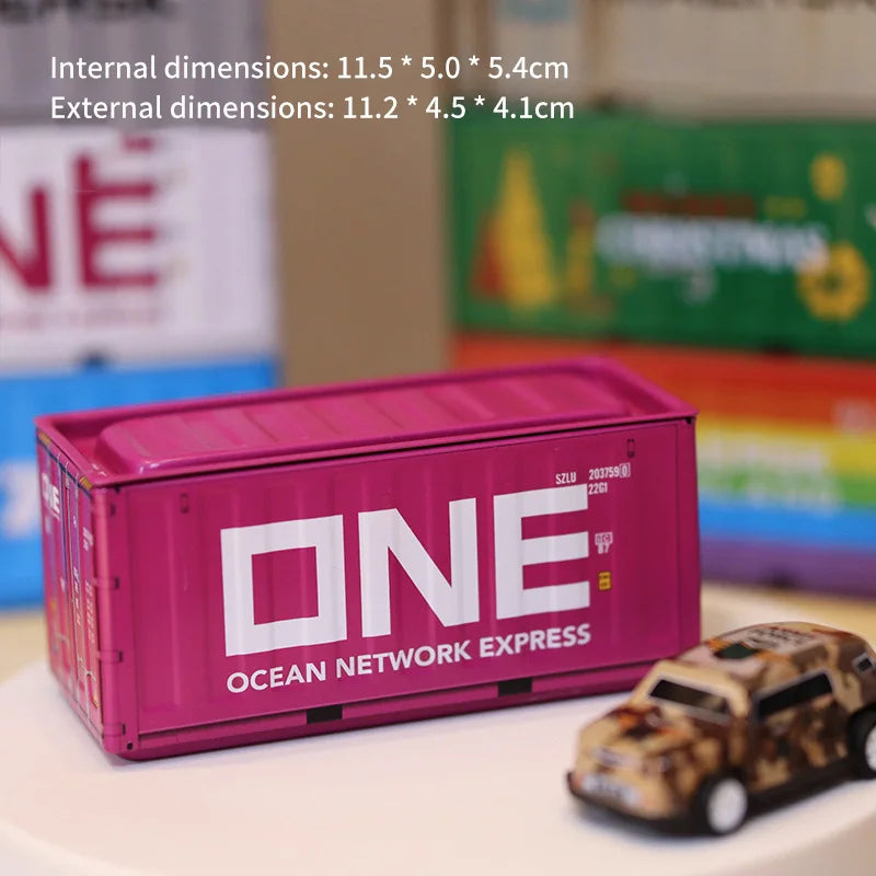 Mini Simulation Shipping Container Model Metal Storage Box Creative Desktop Organizer Ornaments Iron Box Home Office Decoration