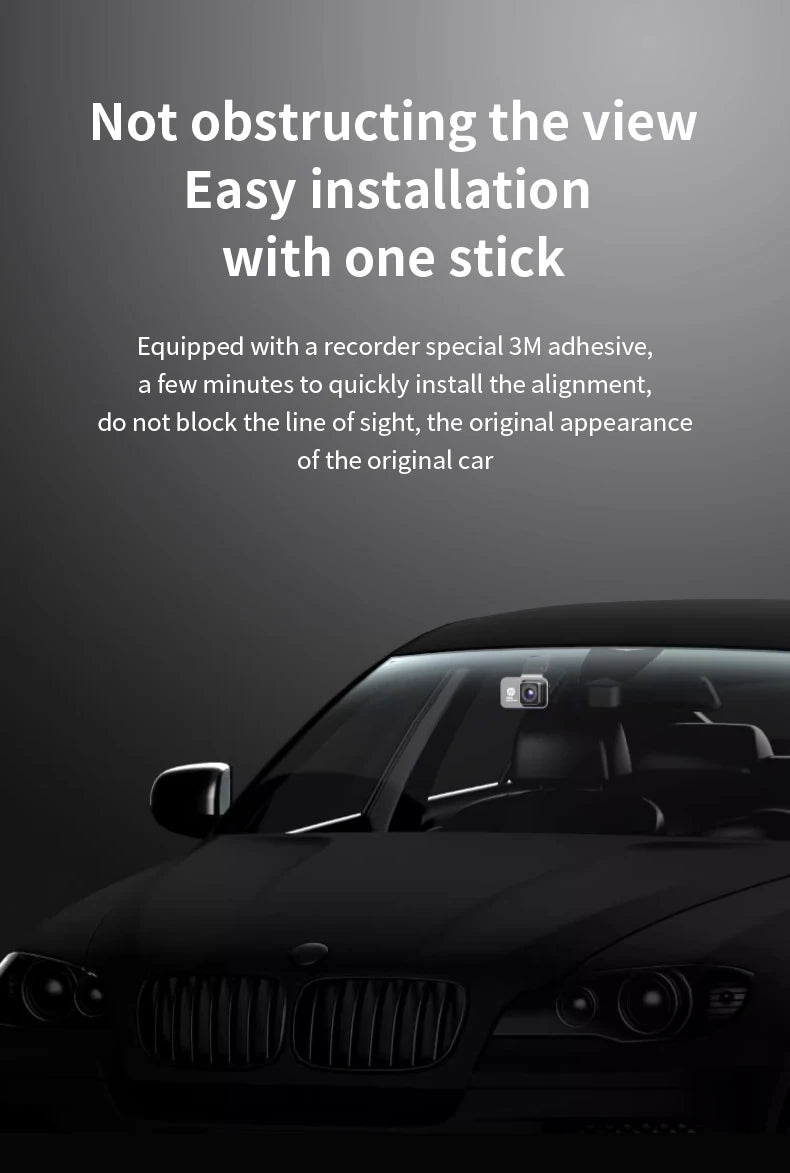 HP Car Recorder 2K 1440P Car Camera HD Night Vision Parking Monitoring Car WiFi Car DVR Video Loop Recording