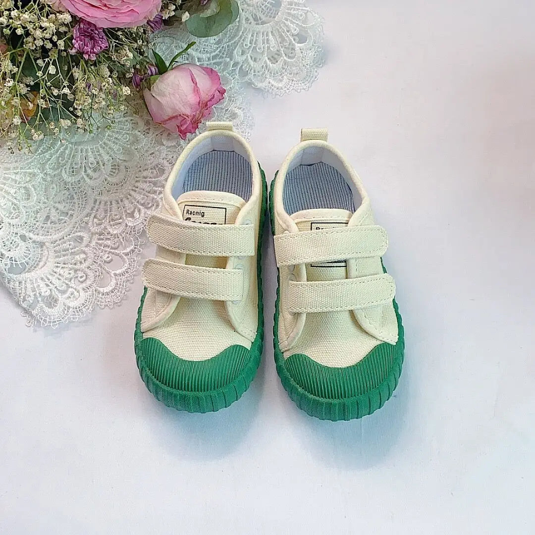 Children Canvas Shoes Baby Soft Indoor Shoes Boys Girls Low-top Caual Shoes Kids Candy Color Hook Shoes