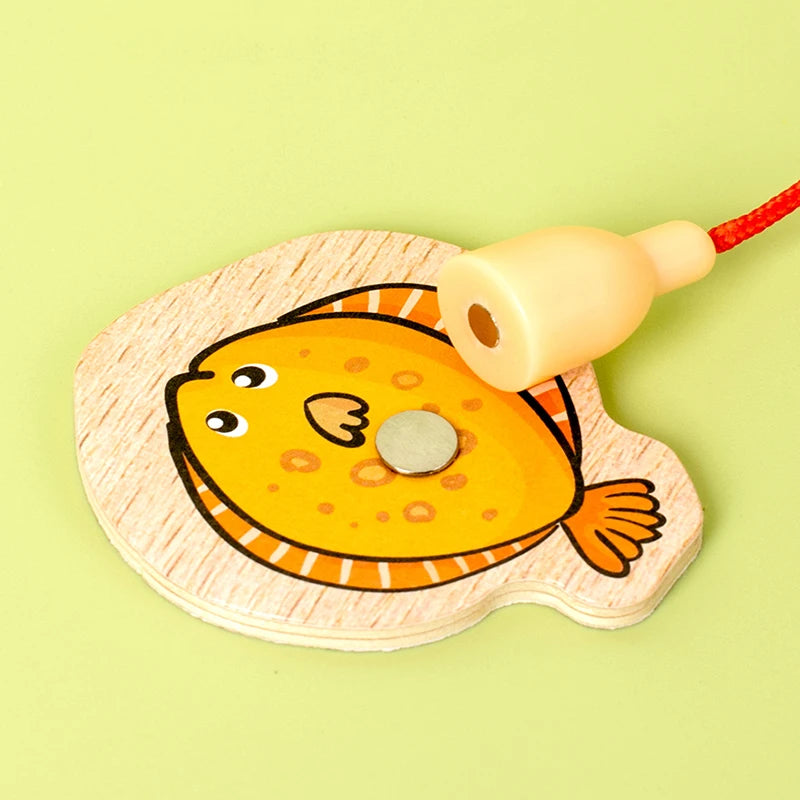 Fishing Toys Montessori Wooden For Children Magnetic Marine Life Cognition Fish Games Parent-Child Interactive Educational Toy