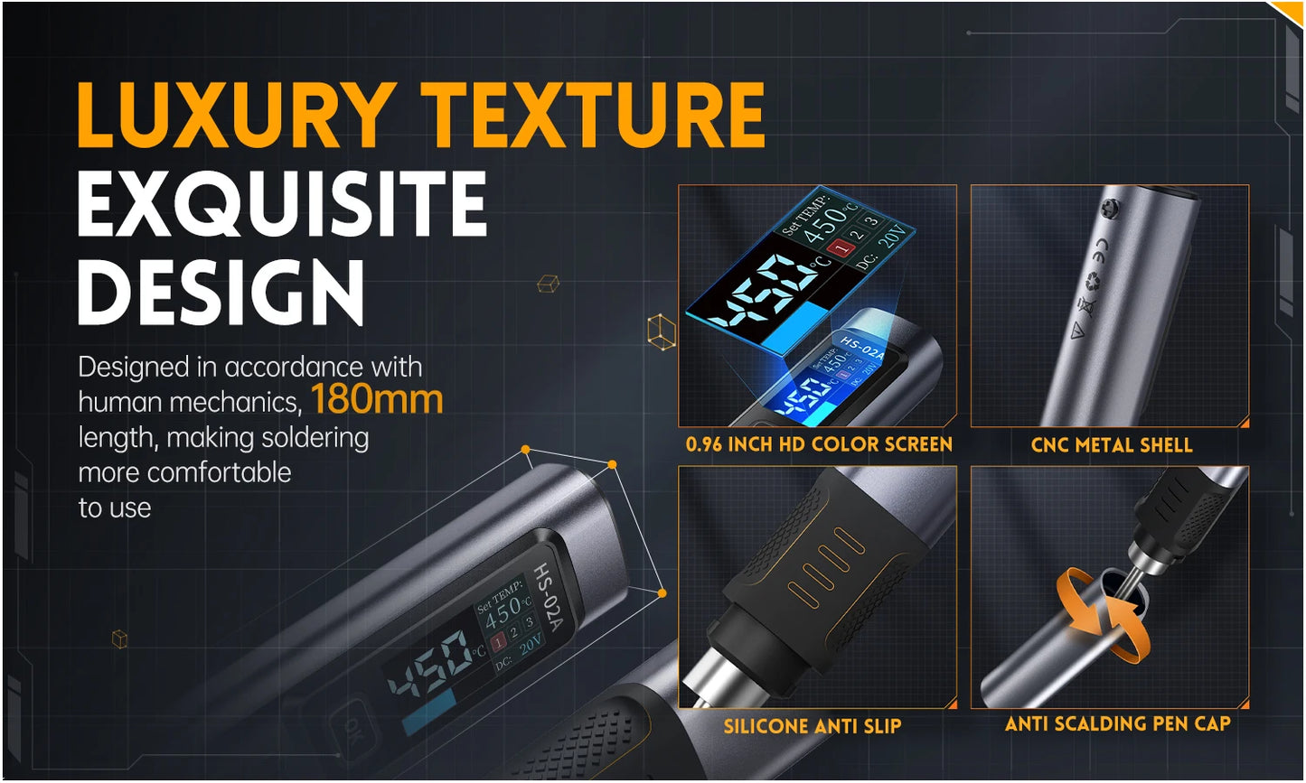 FNIRSI HS-02  Smart Soldering Station 100W Electric Soldering Iron Adjustable Constant Temperature Fast Heat Solder Iron Kit