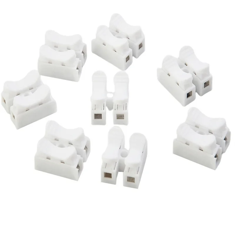 20Pcs CH2 Spring Quick Wire Connector Cable Clamp 2p Electrical Crimp Erminal Block 2 Way Easy Fit For Led Strip