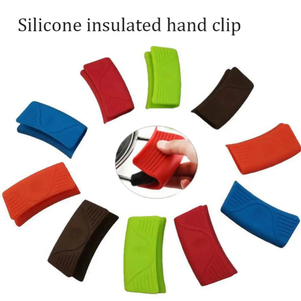 2PC Silicone Gloves Non Stick Heat Resistant Pot Clip Holder Hot Plate Clip Cooking Insulation Oven Mitts Anti-slip Baking Tool