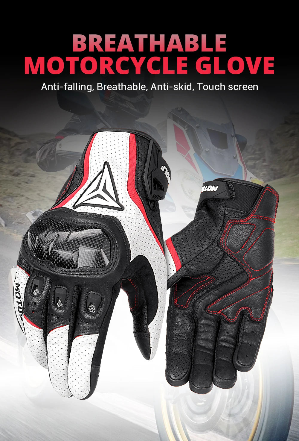 Motorcycle Racing Gloves Men Leather Gloves Summer Breathable Motorbike Guantes Moto Motocross Cycling Gloves Protective
